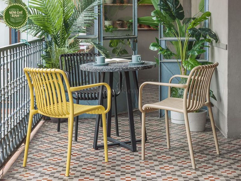 Ghế nhựa đúc tay vịn ST3046  thiết kế đẹp mắt